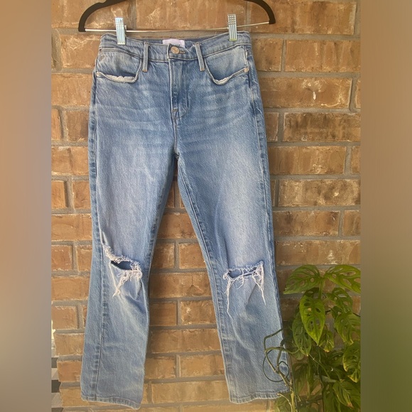 Frame Denim Denim - Frame Le High Straight Distressed Jeans, Size 25